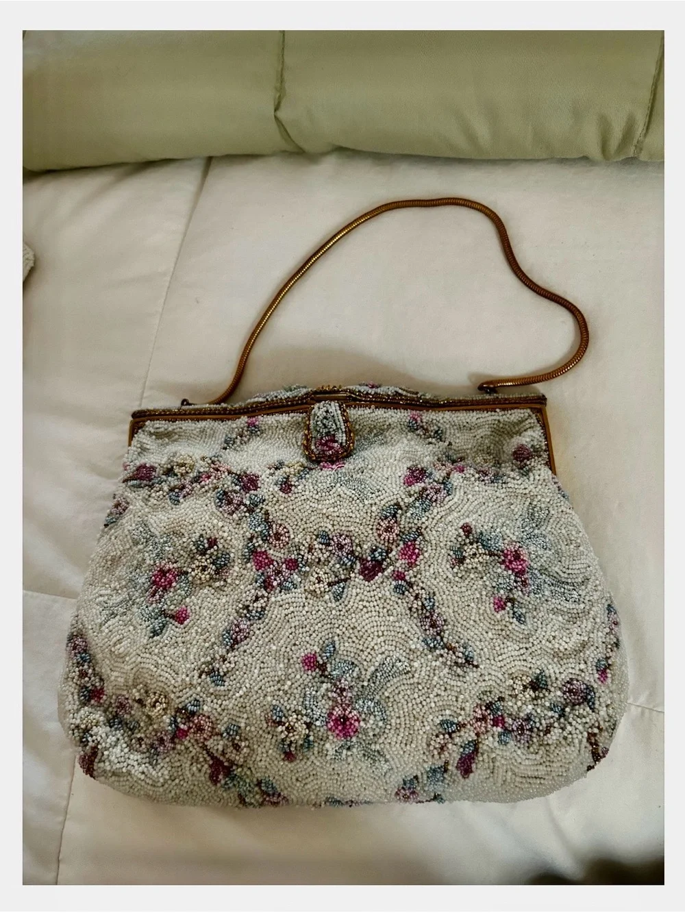 Crystal-Embellished Silver Evening Bag